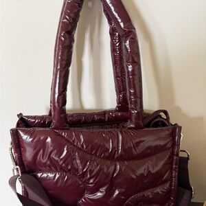 Gloss Quilted Mini Tote Bag in Burgundy